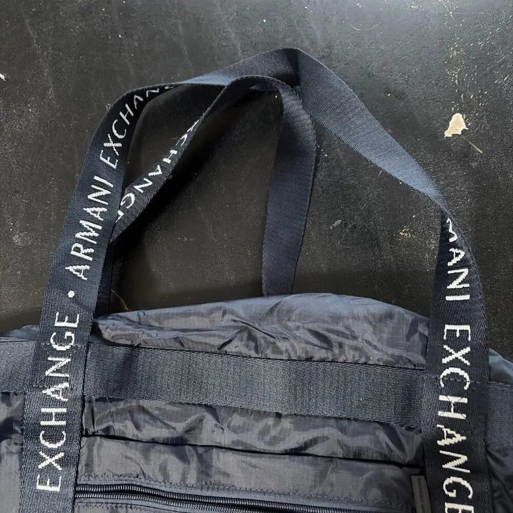 Navy Nylon Material Foldable Armani Exchange Bag NWT